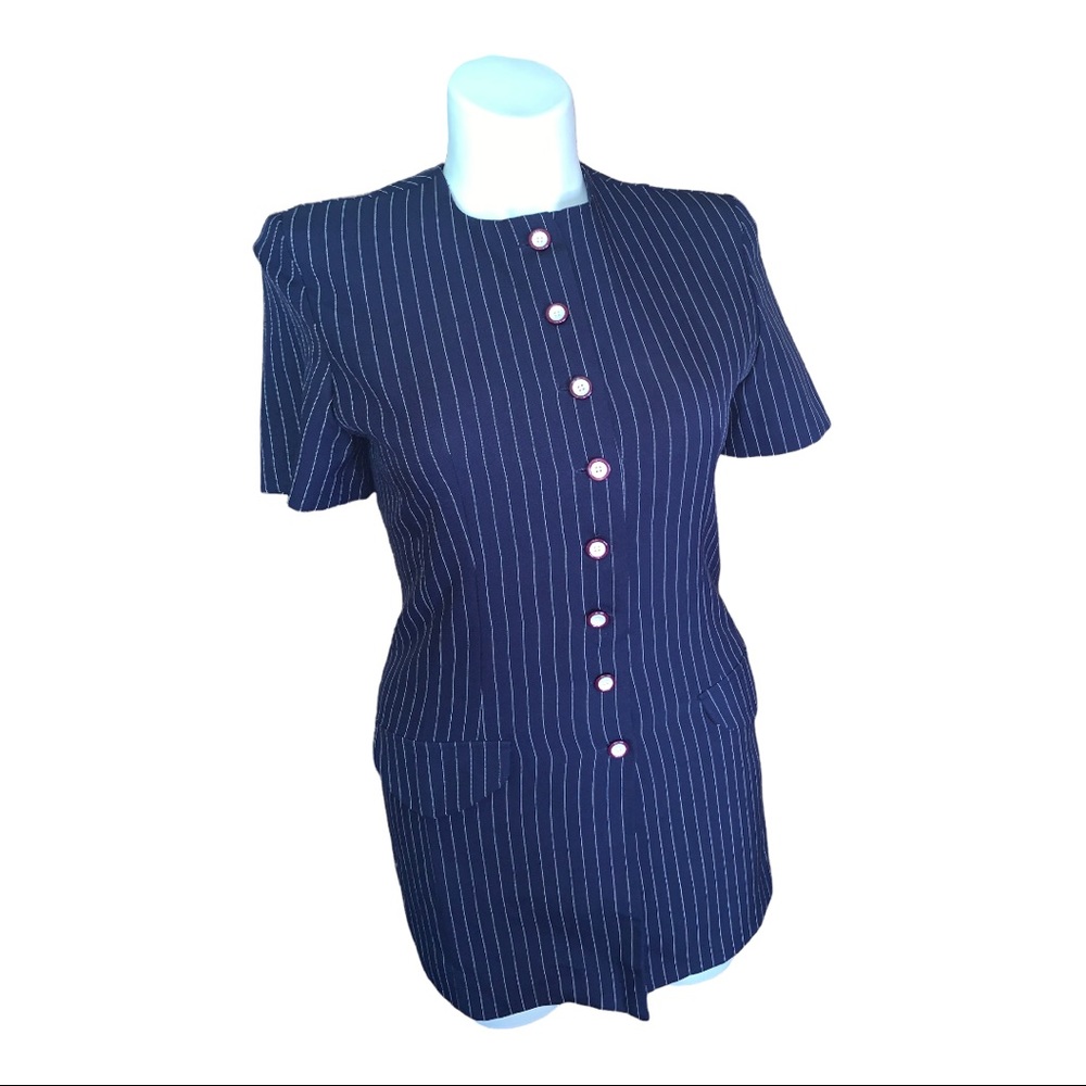 Sweet Suit Women’s Navy Pinstripe Skirt Suit Blazer & Skirt Set Size 10